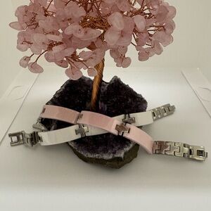 Pink and White Stainless Steel Bracelets